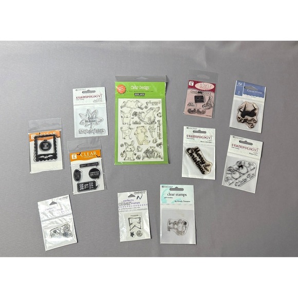 Other - Lot of 11 Clear Stamps Holiday Seasonal Themes Hero Arts Stampology Studio G New